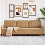 vidaXL Canapé à 3 places Marron 210 cm Velours