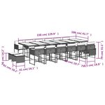 vidaXL Ensemble à manger de jardin et coussins 17 Pièces marron rotin
