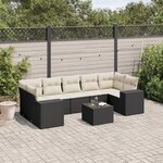 vidaXL Salon de jardin 8 Pièces avec coussins noir résine tressée