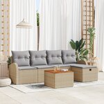 vidaXL Ensemble de sofa de jardin de 6 pièces avec coussins beige en poly rattan