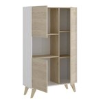 Ensemble meuble TV table basse buffet - Mélaminé - Style scandinave - chêne et blanc