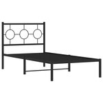 vidaXL Cadre de lit métal avec tête de lit noir 90x190 cm