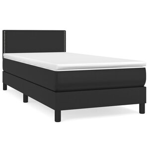 vidaXL Sommier à lattes de lit avec matelas Noir 90x190 cm Similicuir