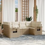 vidaXL Salon de jardin avec coussins 6 Pièces beige résine tressée