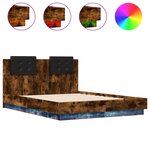 vidaXL Cadre de lit tête de lit et lumières LED chêne fumé 120x190 cm