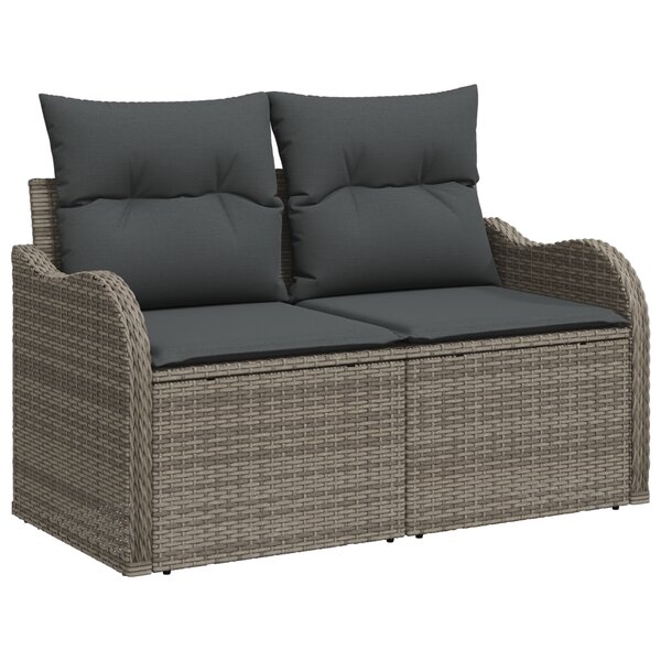 Canapé de jardin 2 places avec coussins Gris en Poly Rattan