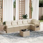 vidaXL Salon de jardin avec coussins 7 Pièces beige résine tressée