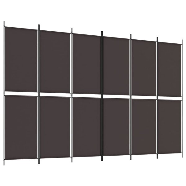 vidaXL Cloison de séparation 6 panneaux Marron 300x200 cm Tissu