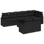 vidaXL Ensemble de canapé de jardin 9 pièces avec coussins beige en rotin synthétique