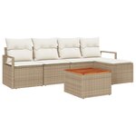 Ensemble de canapés de jardin vidaXL 6 pièces avec coussins beige polyrotin acacia
