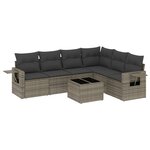 vidaXL Salon de jardin avec coussins 7 Pièces gris résine tressée
