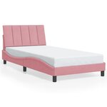 vidaXL Cadre de lit avec lumières LED rose 100x200 cm velours