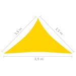 vidaXL Voile de parasol Tissu Oxford triangulaire 3 5x3 5x4 9 m Jaune