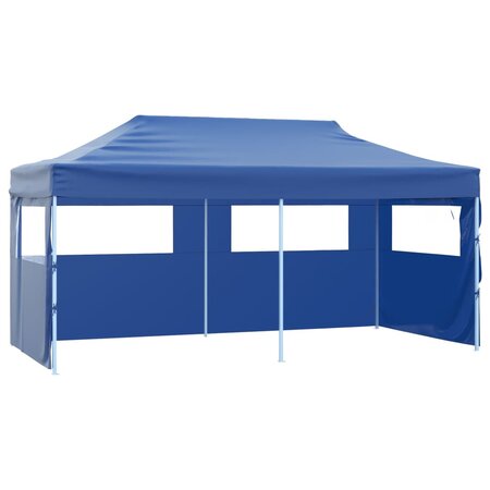 vidaXL Tente de réception pliable avec 4 parois 3x6 m Acier Bleu