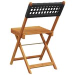 vidaXL Chaises de jardin pliantes lot de 4 noir poly rotin bois massif