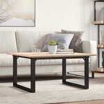 vidaXL Table basse cadre en O 90x90x45 cm bois de pin massif et fonte