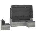 Ensemble de canapés de jardin 4 pièces coussins gris résine tressée 02_0013555