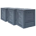 vidaXL Composteurs de jardin 3 Pièces Gris 60x60x73 cm 780 L