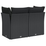 vidaXL Canapé de jardin avec coussins 2 places noir résine tressée