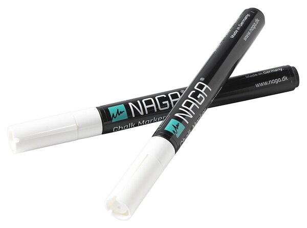 Lot de 2 Marqueurs Craie effaçables à sec Pointe conique 2 mm Blanc NAGA