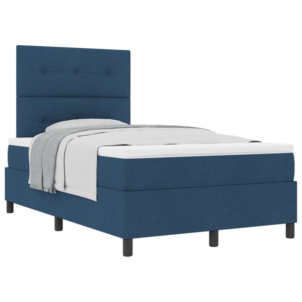 vidaXL Lit Box Spring avec matelas bleu 120x200 cm en tissu
