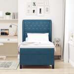 Lit à ressort vidaXL avec matelas bleu foncé 100x200 cm en velours