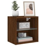 vidaXL Table de chevet murale avec lumières LED chêne marron
