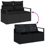 Ensemble de Sofa de Jardin à 6 Pièces avec Coussins Noir Poly Rattan Acacia