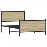 vidaXL Cadre de lit en métal sans matelas chêne sonoma 107x203 cm