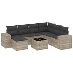 vidaXL Salon de jardin 8 Pièces avec coussins gris clair résine tressée