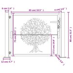 vidaXL Portail de jardin anthracite 105x80 cm acier conception d'arbre