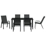 Ensemble de salle à manger de jardin vidaXL 7 pièces Noir Textilène et Acier