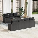 vidaXL Ensemble de canapés de jardin 8 pièces avec coussins Noir Poly Rotin Acacia