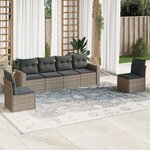 vidaXL Salon de jardin 6 Pièces avec coussins gris résine tressée