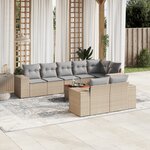 vidaXL Salon de jardin avec coussins 9 Pièces beige résine tressée