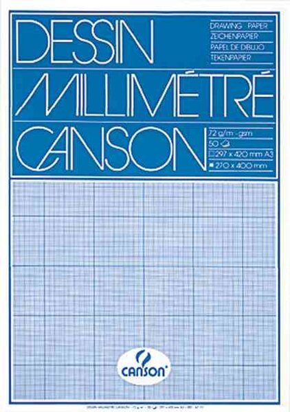 Bloc de papier millimétré, A4, 90 g, biste, 50 feuill CANSON