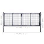 vidaXL Portail en maille Acier galvanisé 289x125 cm Gris