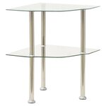 vidaXL Table d'appoint 2 niveaux Transparent 38x38x50 cm Verre trempé