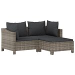 Salon de jardin meuble d'extérieur ensemble de mobilier 3 pièces avec coussins gris résine tressée 02_0015974
