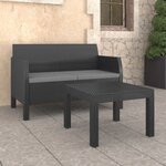 vidaXL Salon de jardin 2 Pièces avec coussins PP Rotin Anthracite