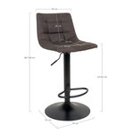 2 chaises de bar en microfibre gris foncé avec pied noir