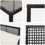 Ensemble de salle à manger de jardin 5 pièces avec coussins en poly rattan noir