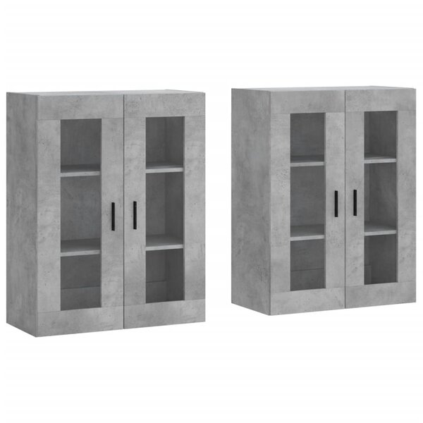 vidaXL Armoires murales 2 Pièces gris béton bois d'ingénierie