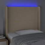 vidaXL Tête de lit à LED Crème 93x16x118/128 cm Tissu