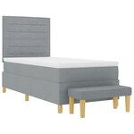 vidaXL Lit à ressorts avec matelas et banc Gris clair 90x200 cm Tissu