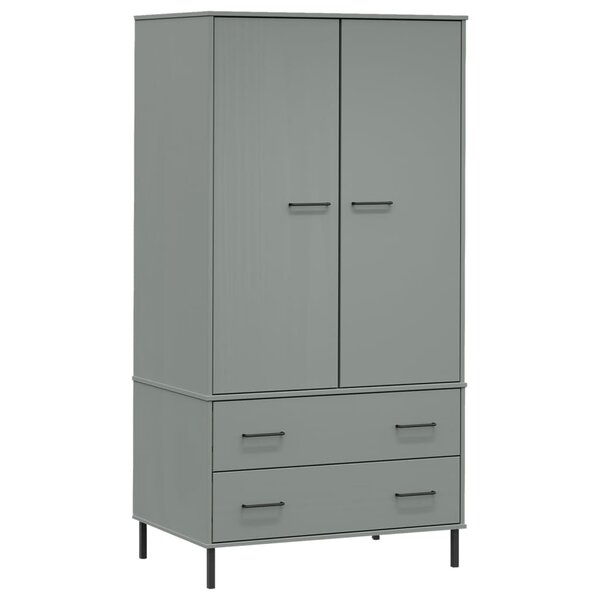 vidaXL Garde-robe avec pieds en métal Gris 90x55x172 5 cm Bois OSLO