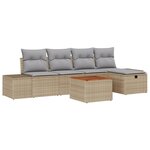 vidaXL Ensemble de salon de jardin 6 pièces avec coussins Beige en poly rotin