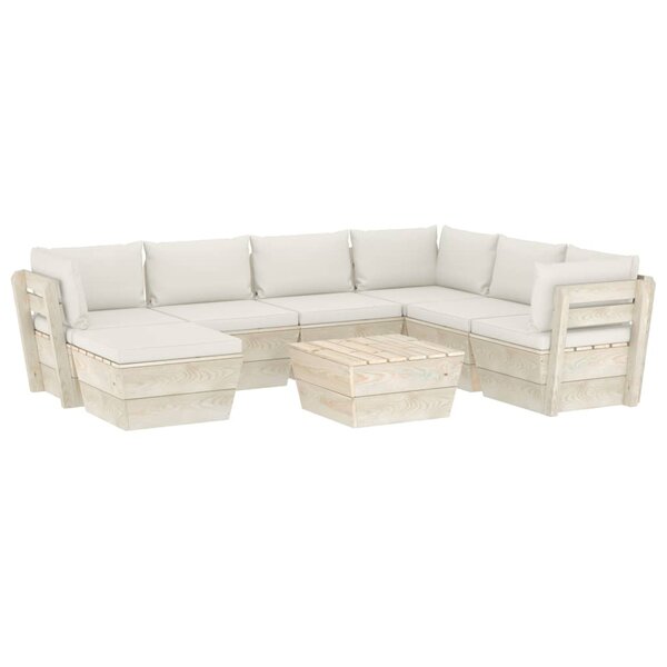 vidaXL Salon de jardin palette 8 Pièces avec coussins bois d'épicéa