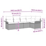 vidaXL Ensemble de canapés de jardin 5 pièces avec coussins gris poly rattan
