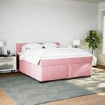 vidaXL Sommier à lattes de lit avec matelas Rose 180x200 cm Velours